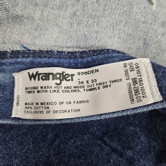 Vintage Wrangler Straight‎ Leg Dark Wash Denim Jeans Men's Size 36x33 - Picture 9 of 12